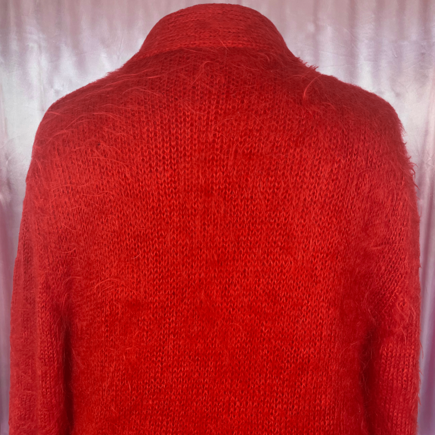 1980s Red mohair coatigan, unbranded, size 16