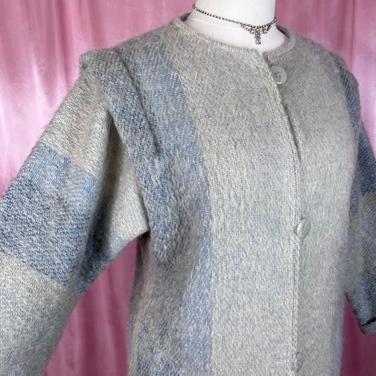 1980s Blue mohair jacket, by Berger Pledd, size 16