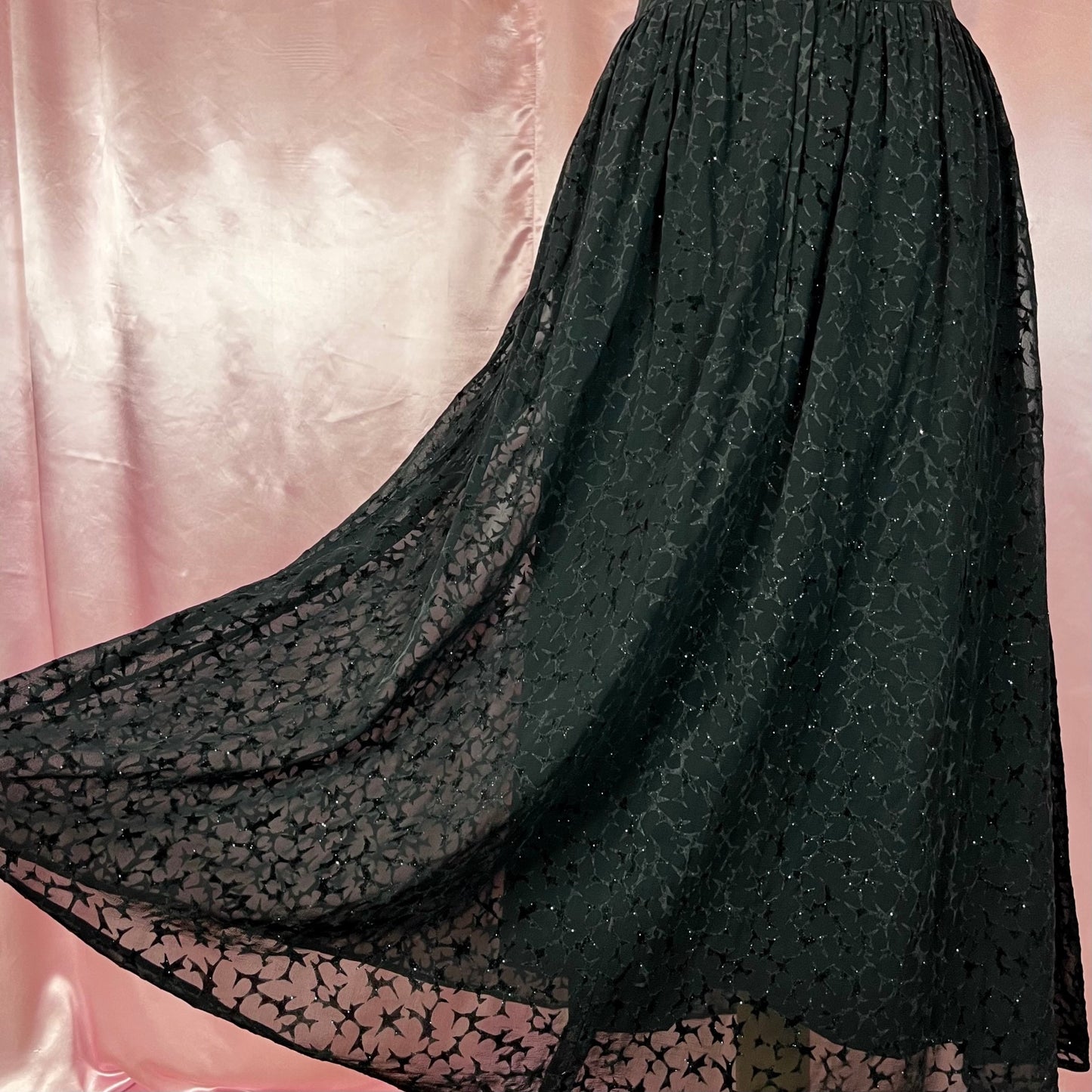 1980s Flocked sparkly prom dress, by Top notch, size 6