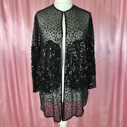 1980s Sheer sequin jacket, by Gina Bacconi, size 12/14