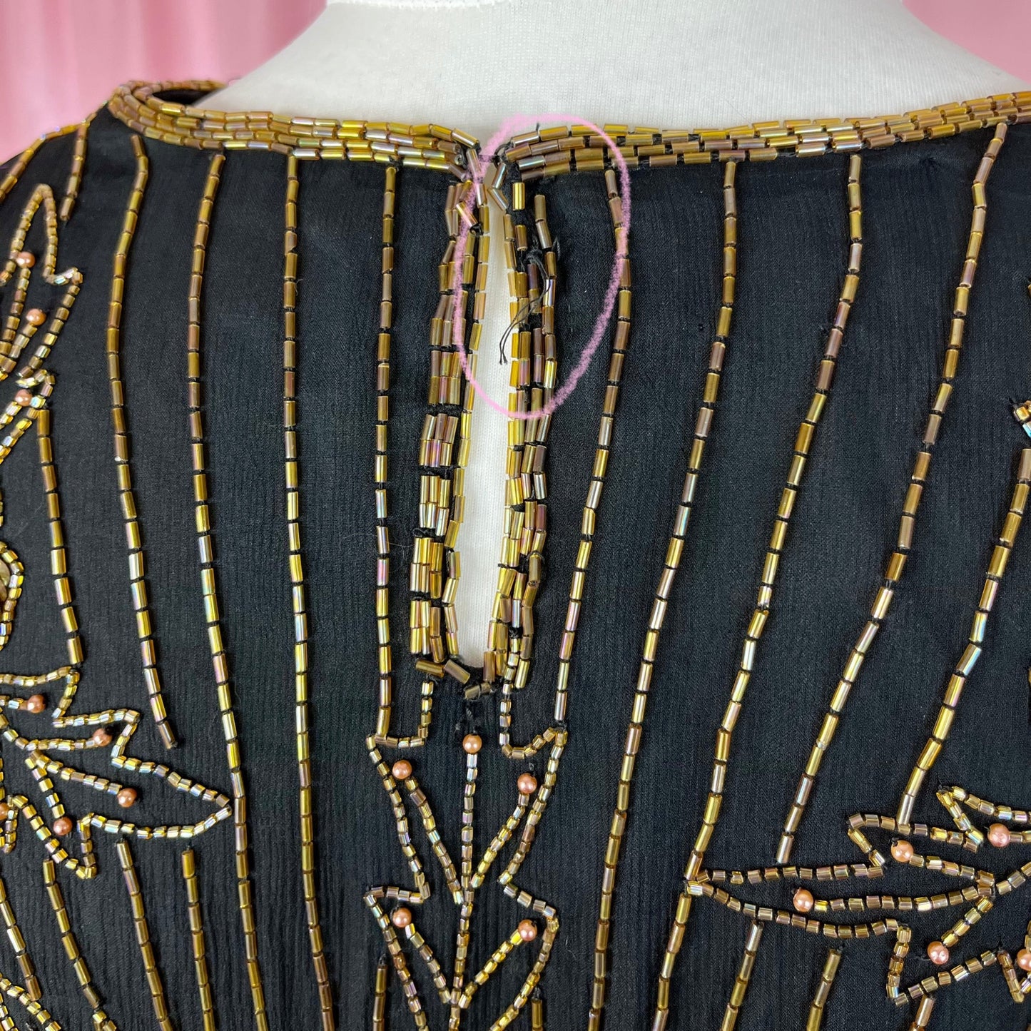 1980s Black beaded top, by Serenade, size 14/16