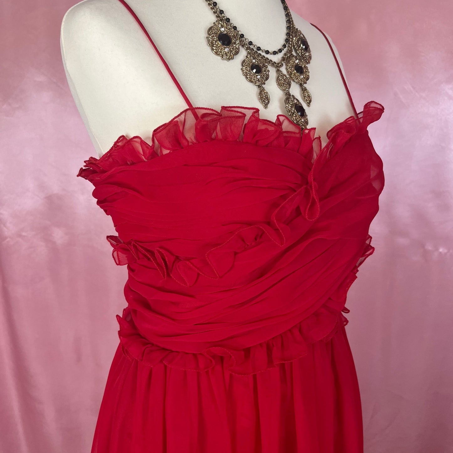 1980s Red evening dress, by Jean Varon, size 6