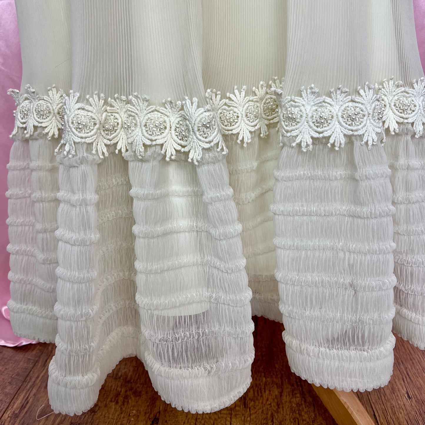1970s Cream boho wedding dress, ILGWU, size 6