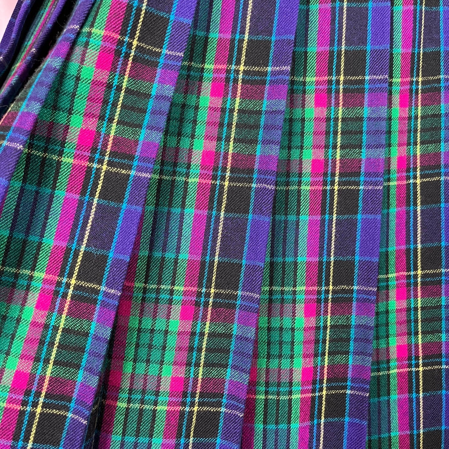 1980s Tartan pleated midi skirt, by Viyella, size 12
