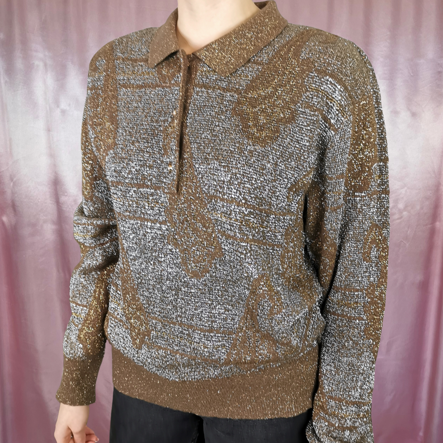 1980s Brown sparkly jumper, by Diana Bentalls, size 12