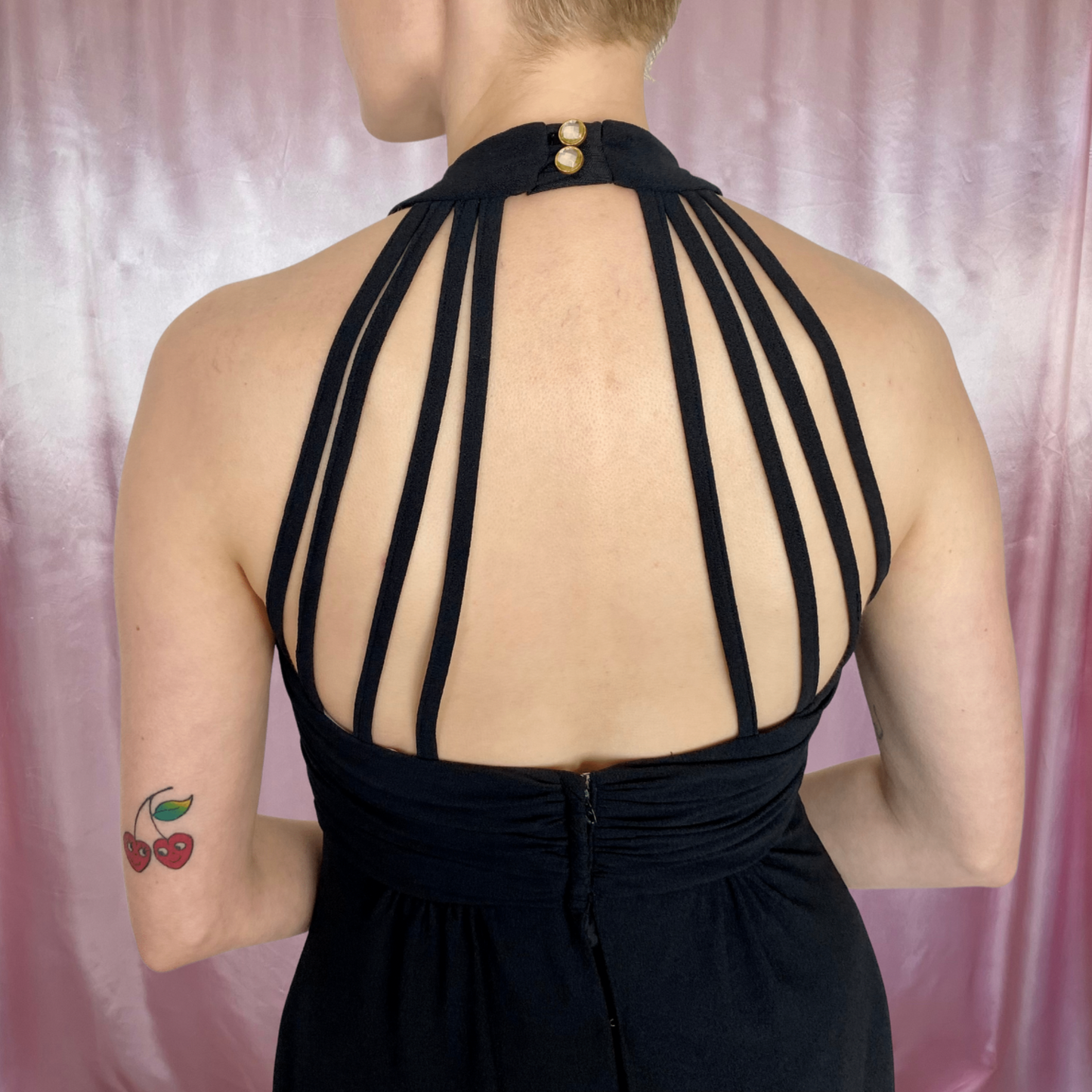 1980s backless evening dress, by John Charles, size 10