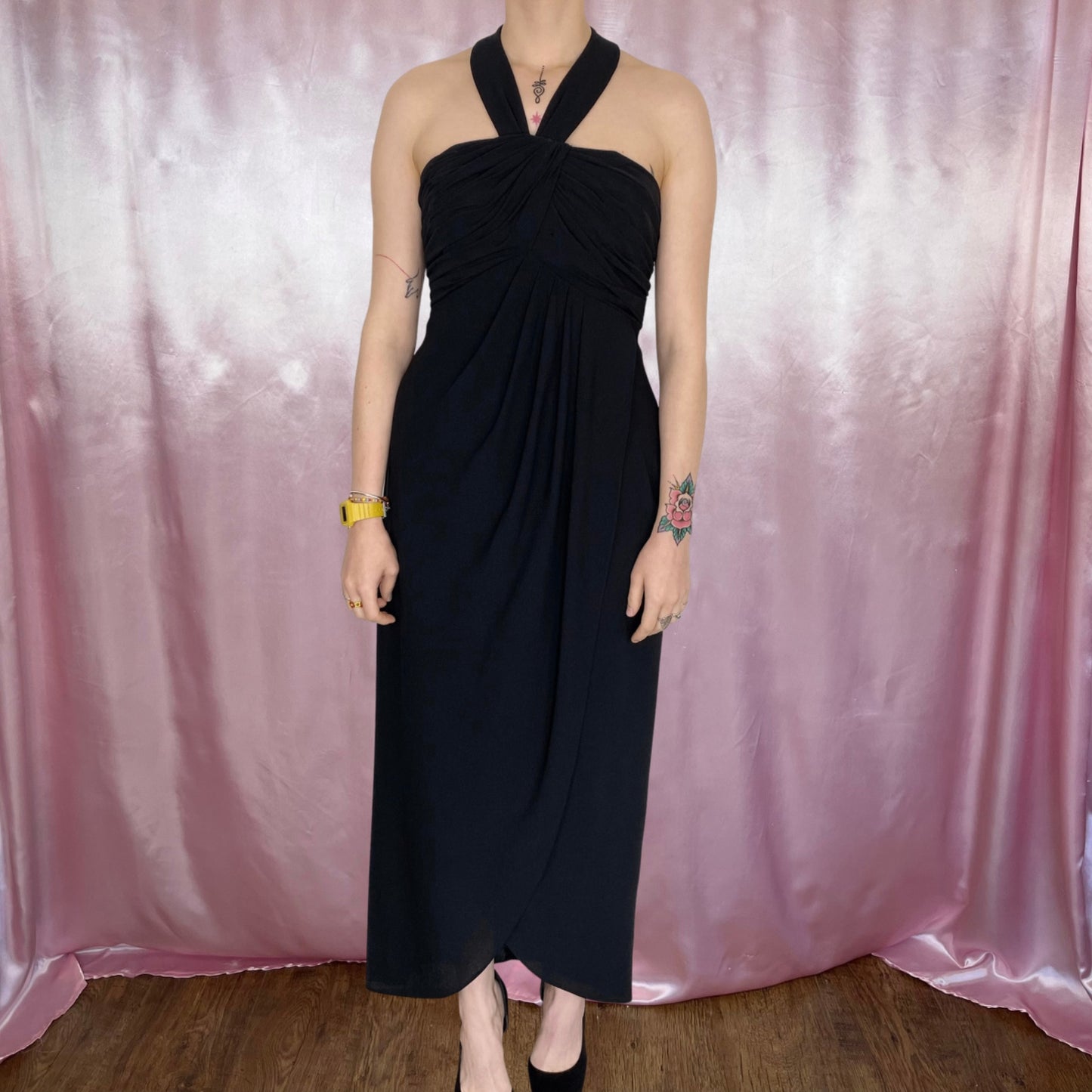 1980s backless evening dress, by John Charles, size 10