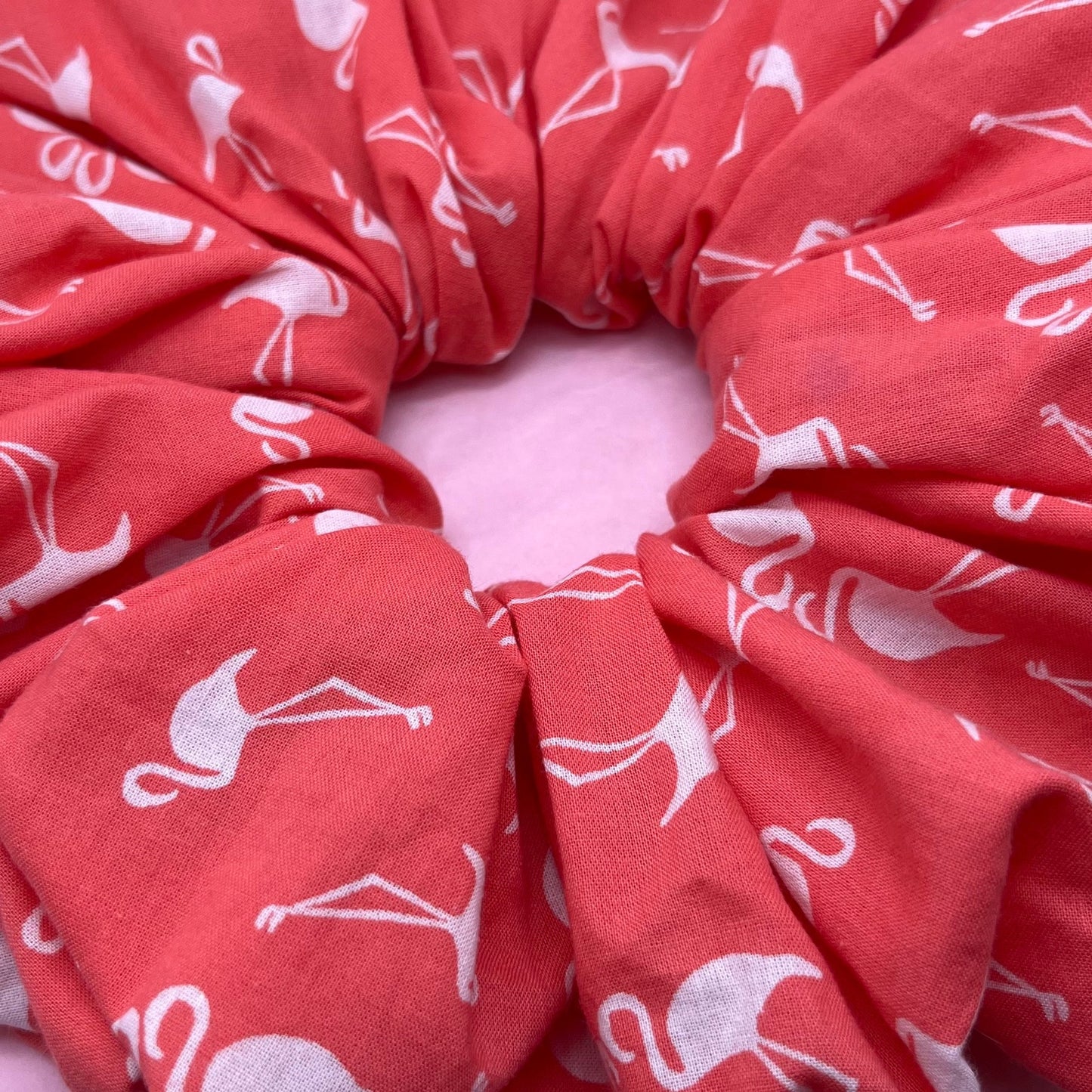 Oversize reworked Flamingo print scrunchie