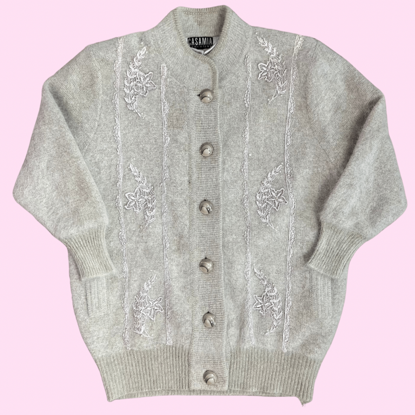 1990s Blush embroidered coatigan, by Cindrela, size 16