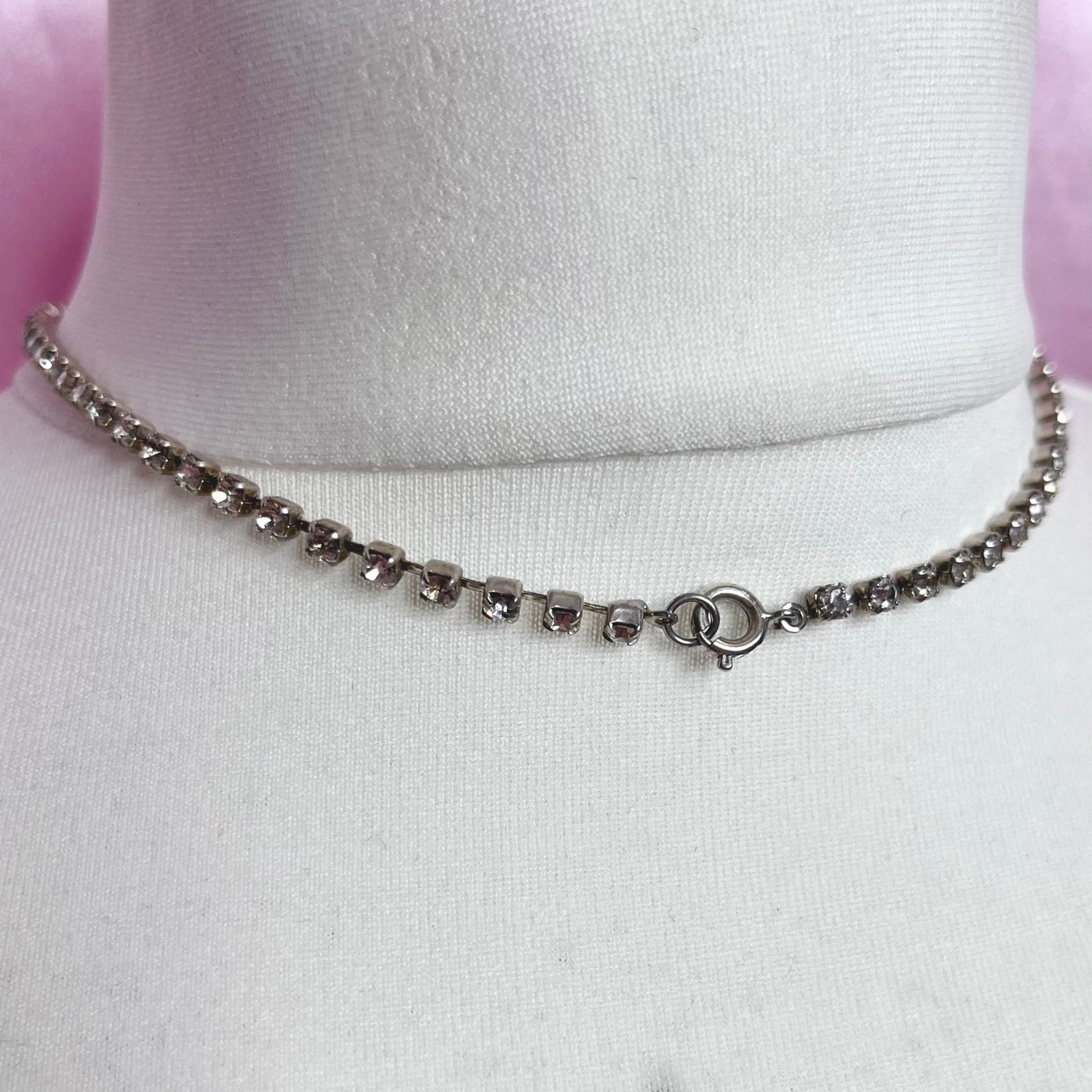 Silver 16” diamanté necklace