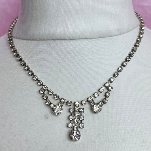 Silver 16” diamanté necklace