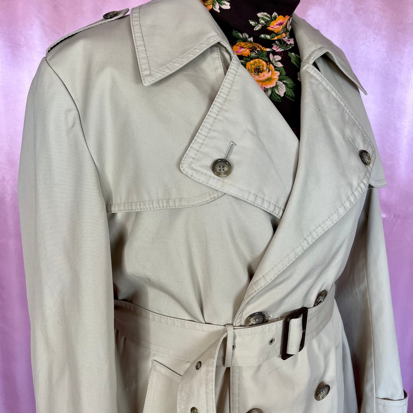 1980s Beige trench coat, by St Michael, size 20