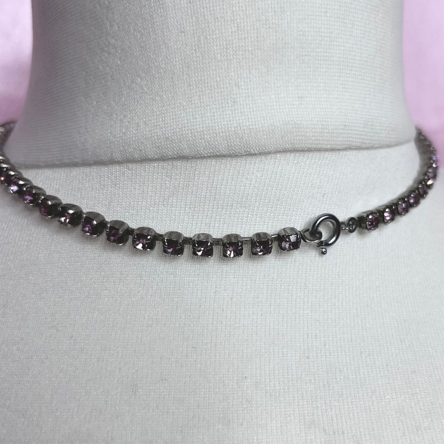 Silver & Purple 15” diamanté necklace