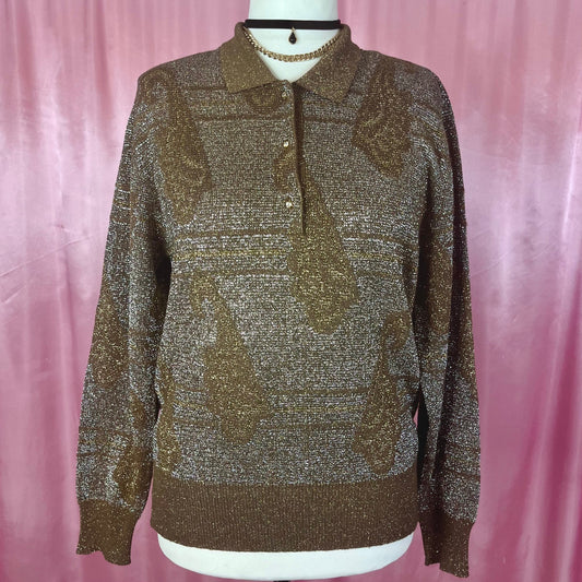 1980s Brown sparkly jumper, by Diana Bentalls, size 12
