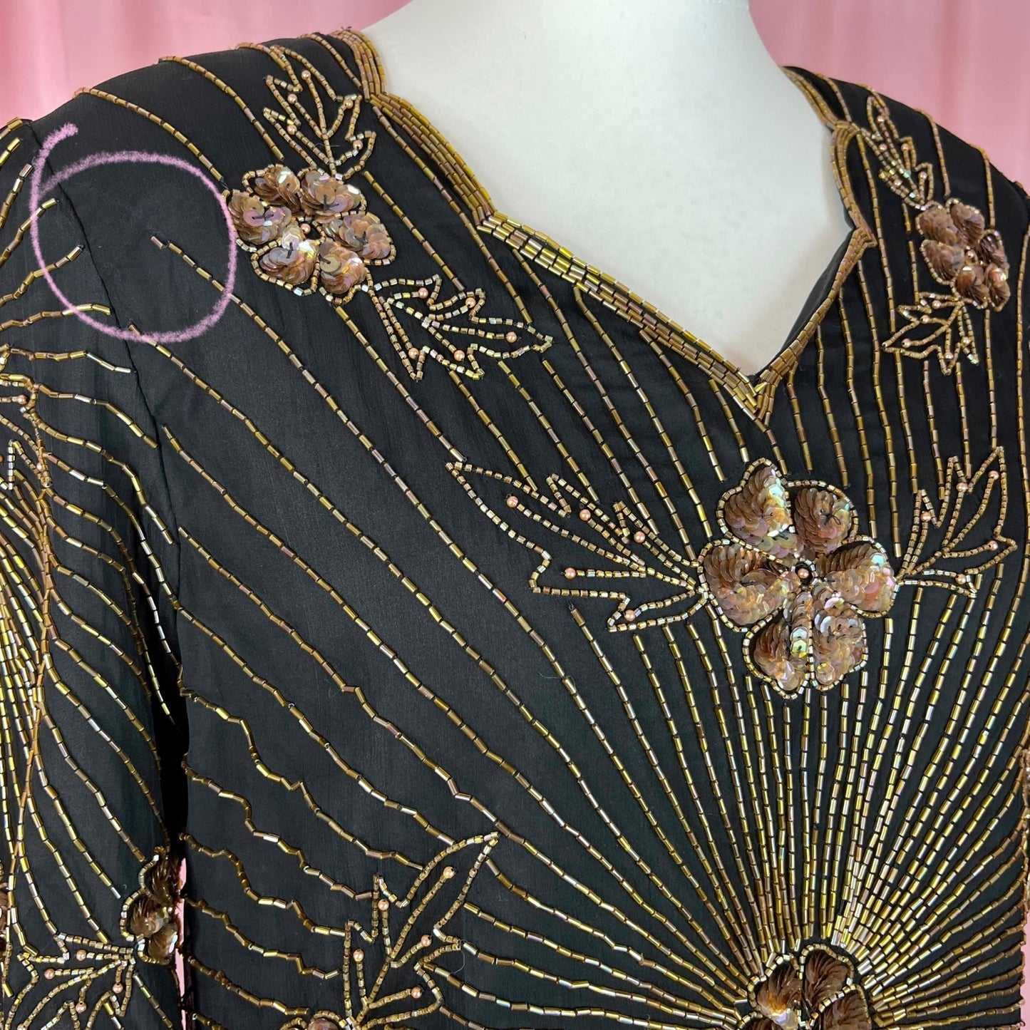 1980s Black beaded top, by Serenade, size 14/16