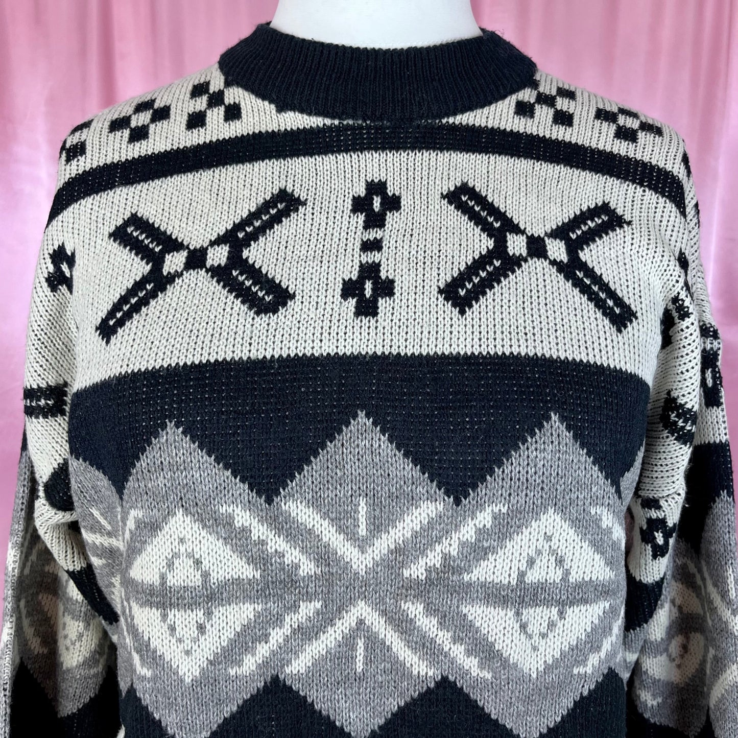 1990s Black & Grey jumper, by Anchor Blue, size 14