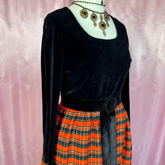 1960s Orange & black dress, by Montigo Bay, size 14