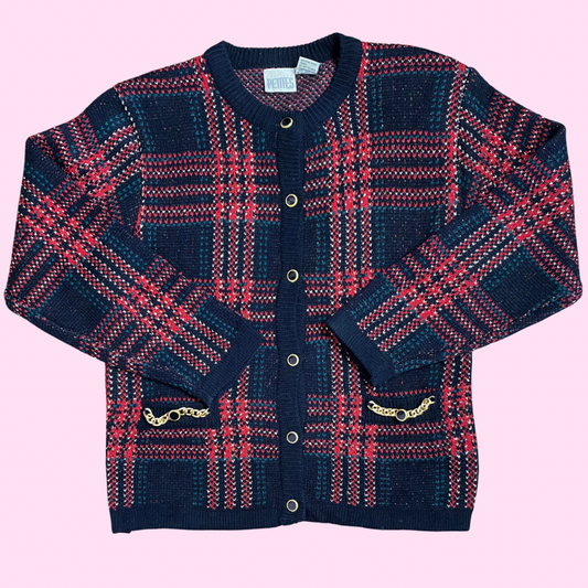 1980s tartan cardigan, by Just For Petites, size 10