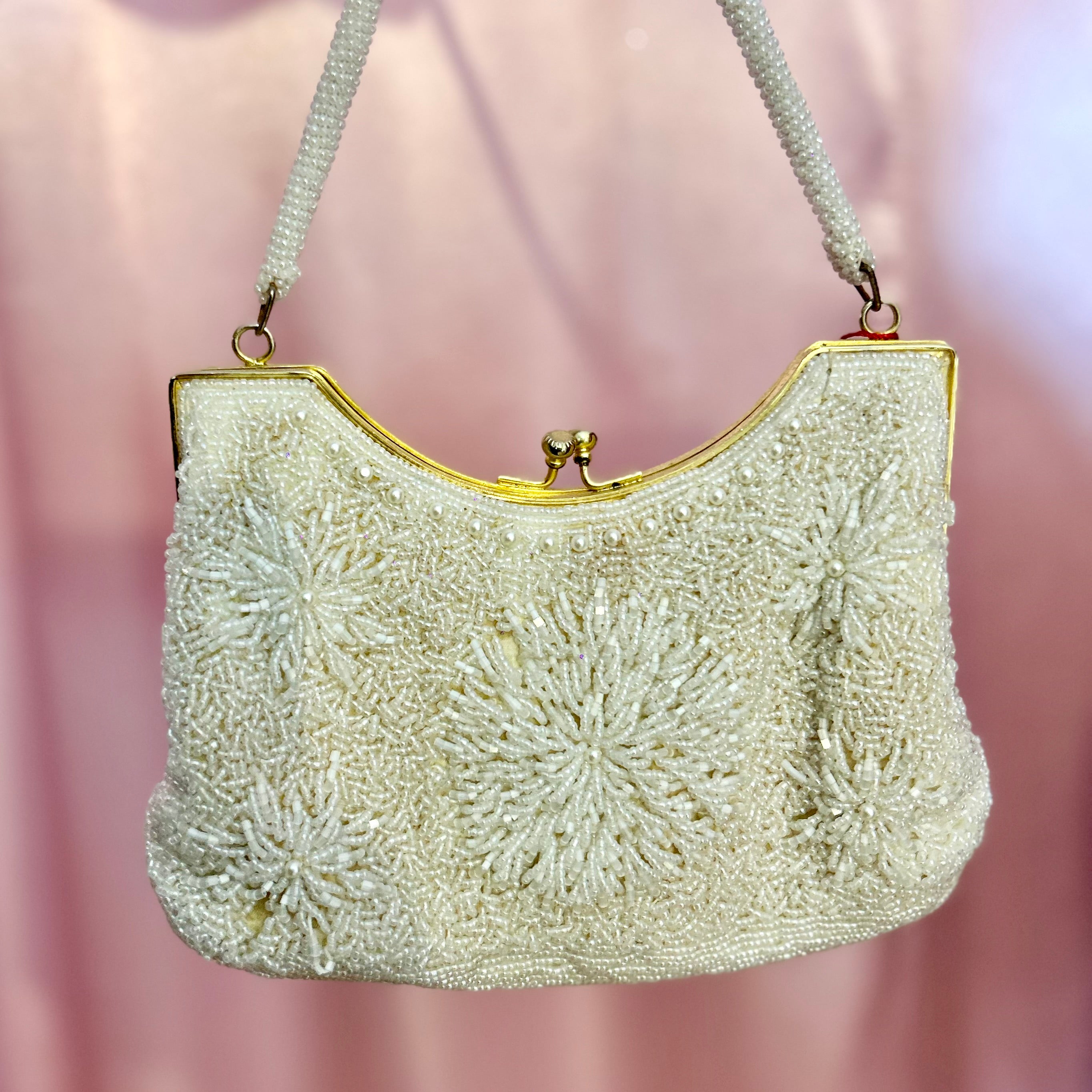 White Beaded cocktail bag