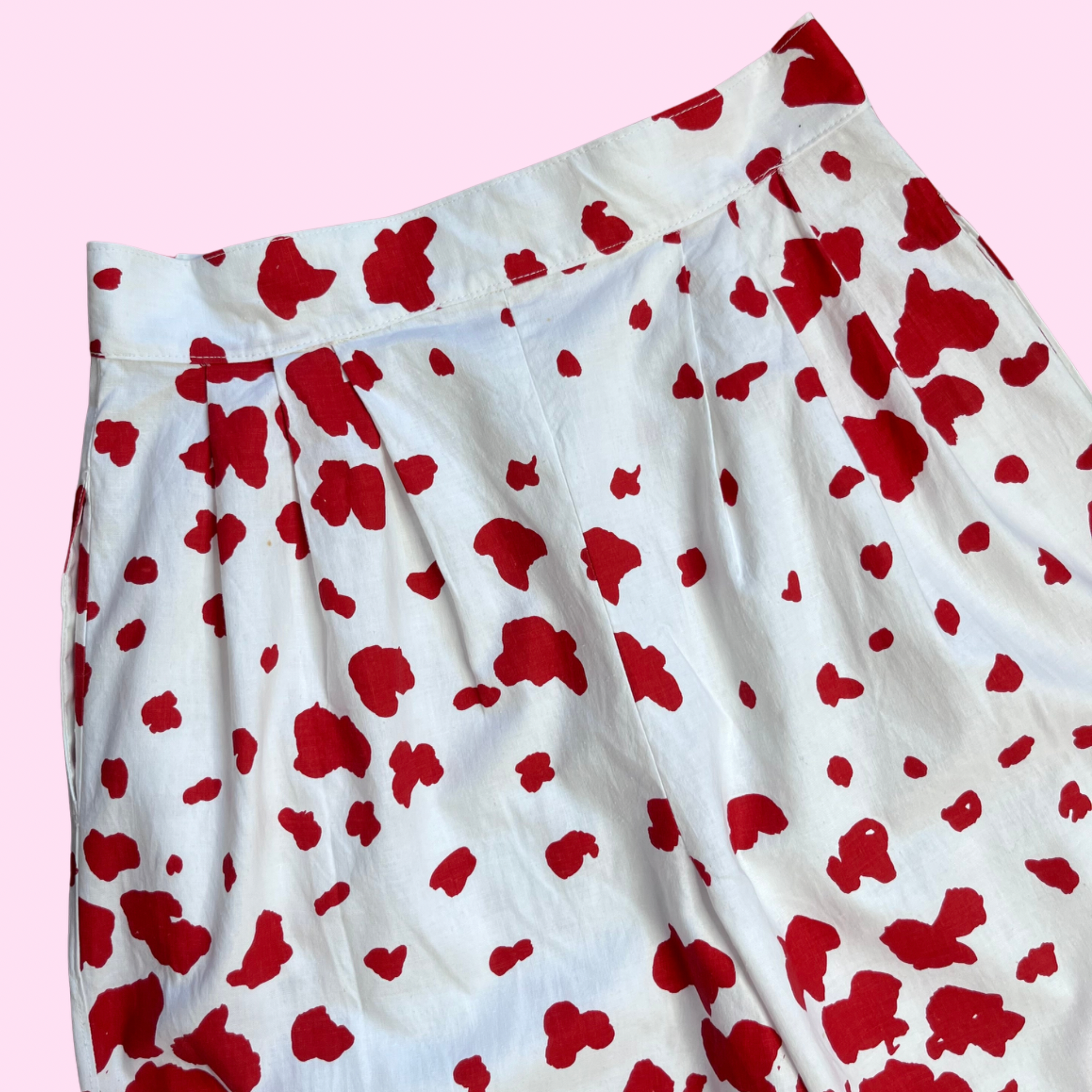 1980s Red & White trousers, handmade, size 10/2