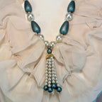 1980s Blue beaded tassel necklace