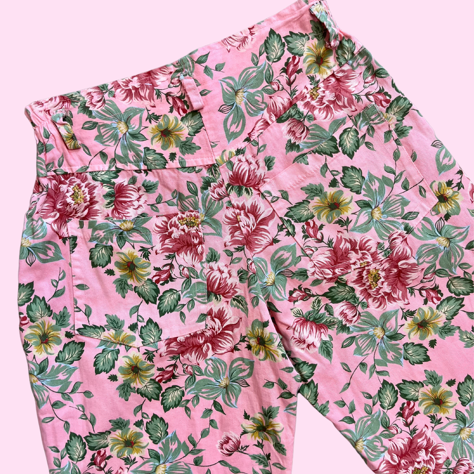 1980s Pink floral mom jeans, Unbranded, size 10