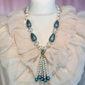 1980s Blue beaded tassel necklace