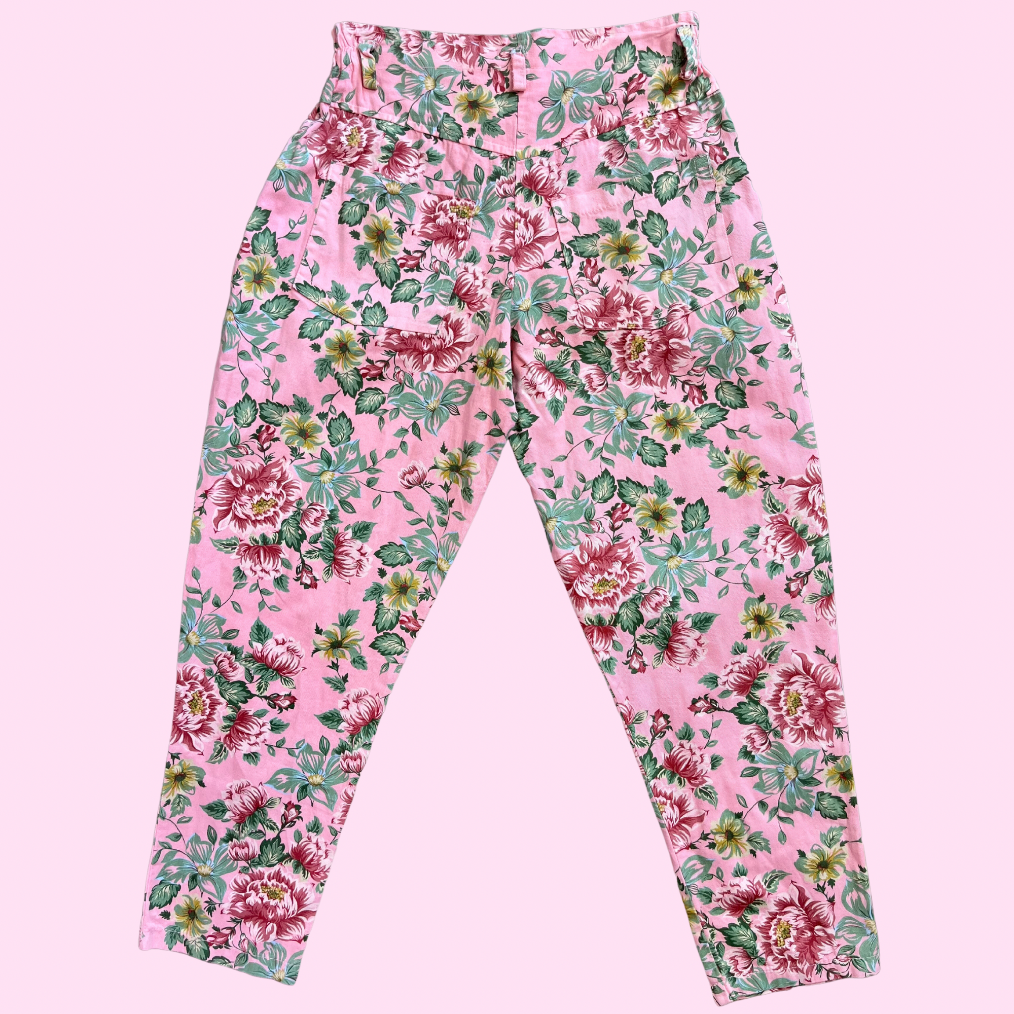 1980s Pink floral mom jeans, Unbranded, size 10