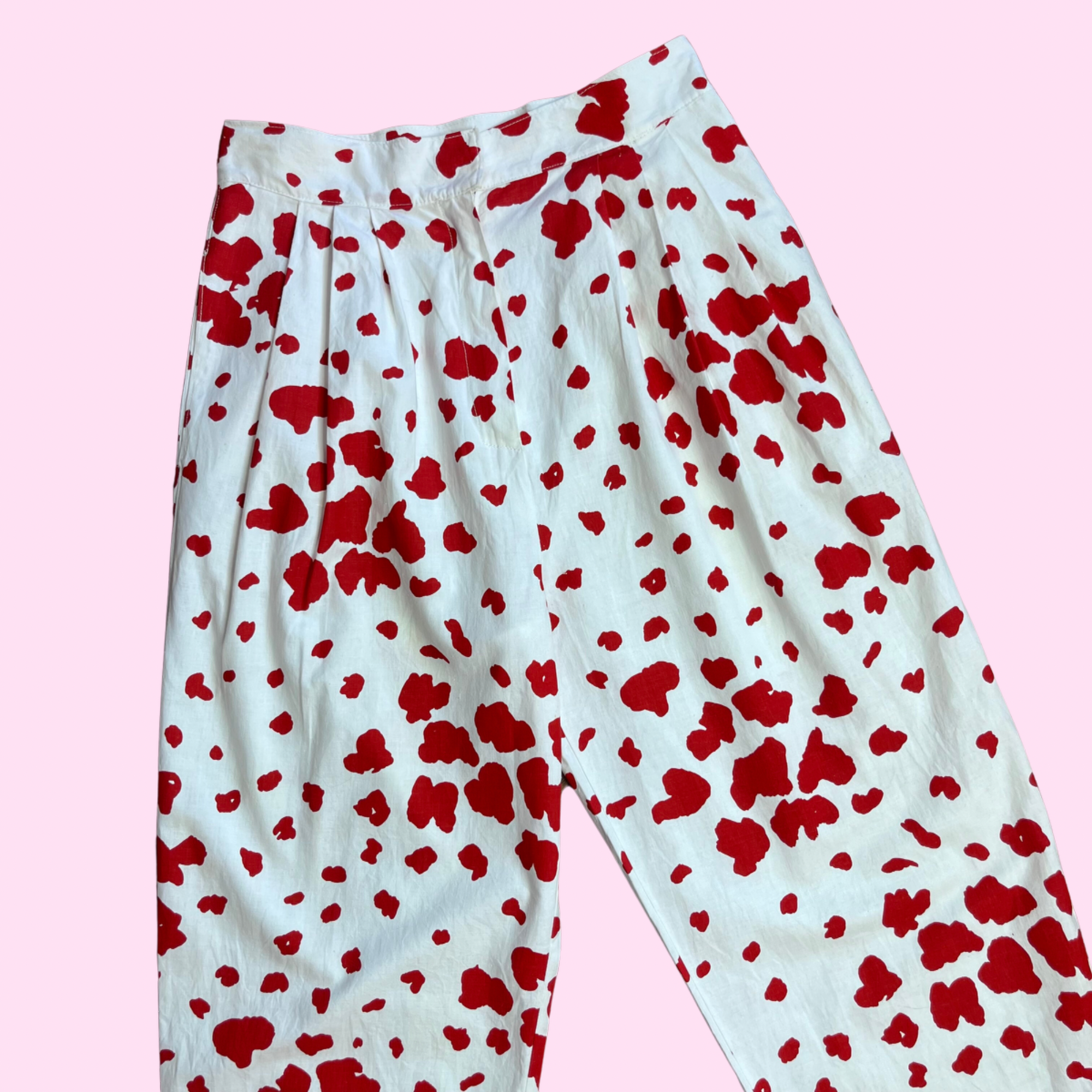 1980s Red & White trousers, handmade, size 10/2