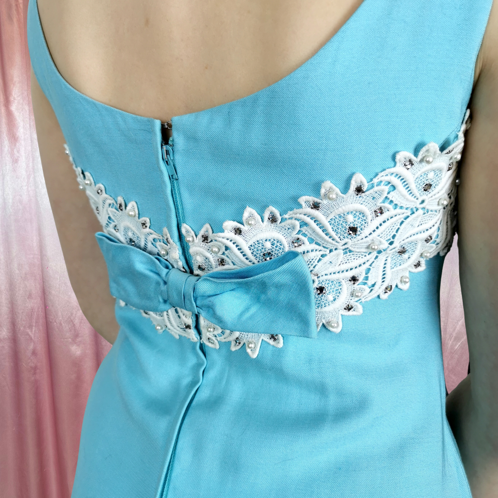 1960s Blue dress with appliqué, by California, size 8