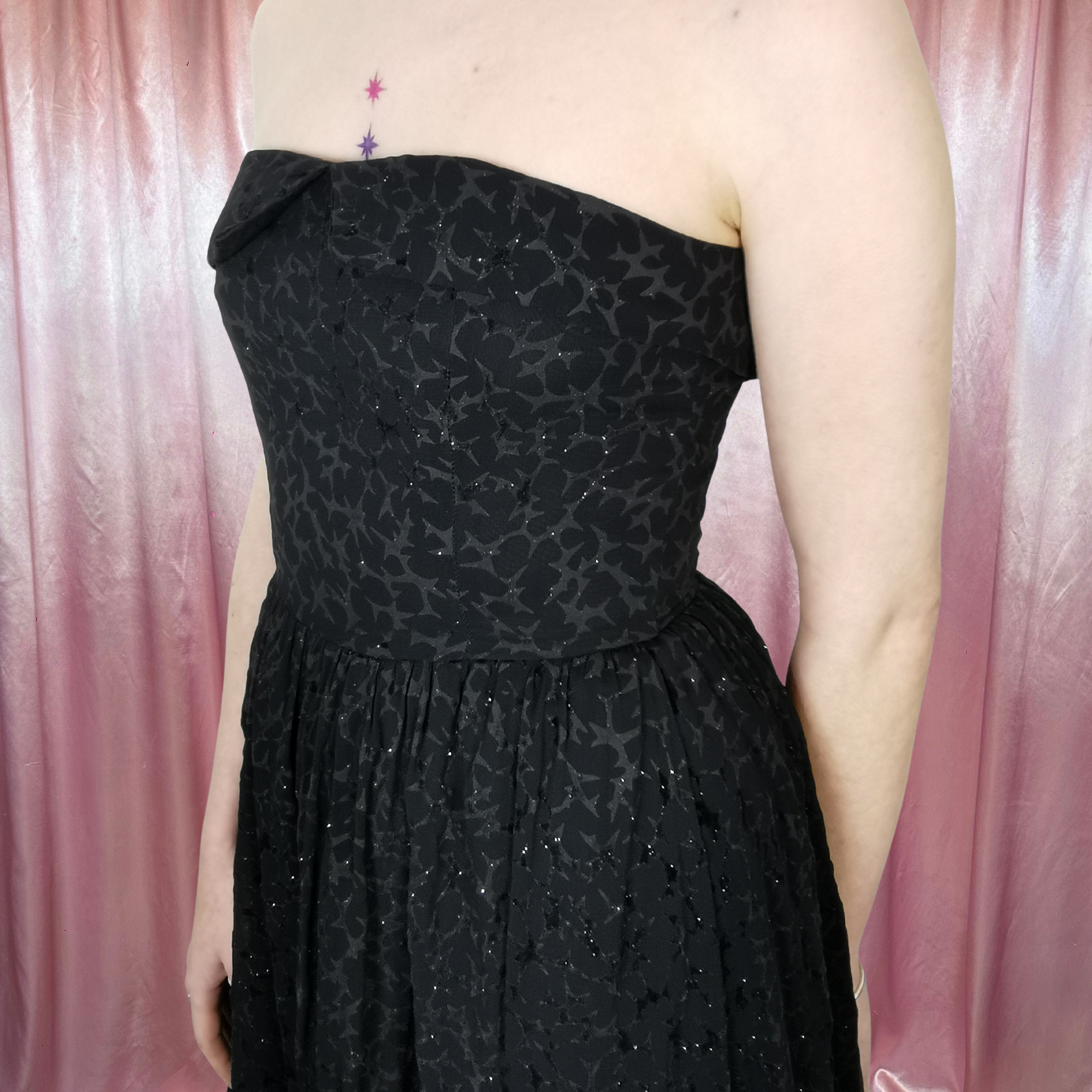 1980s Flocked sparkly prom dress, by Top notch, size 6