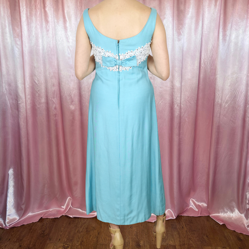 1960s Blue dress with appliqué, by California, size 8