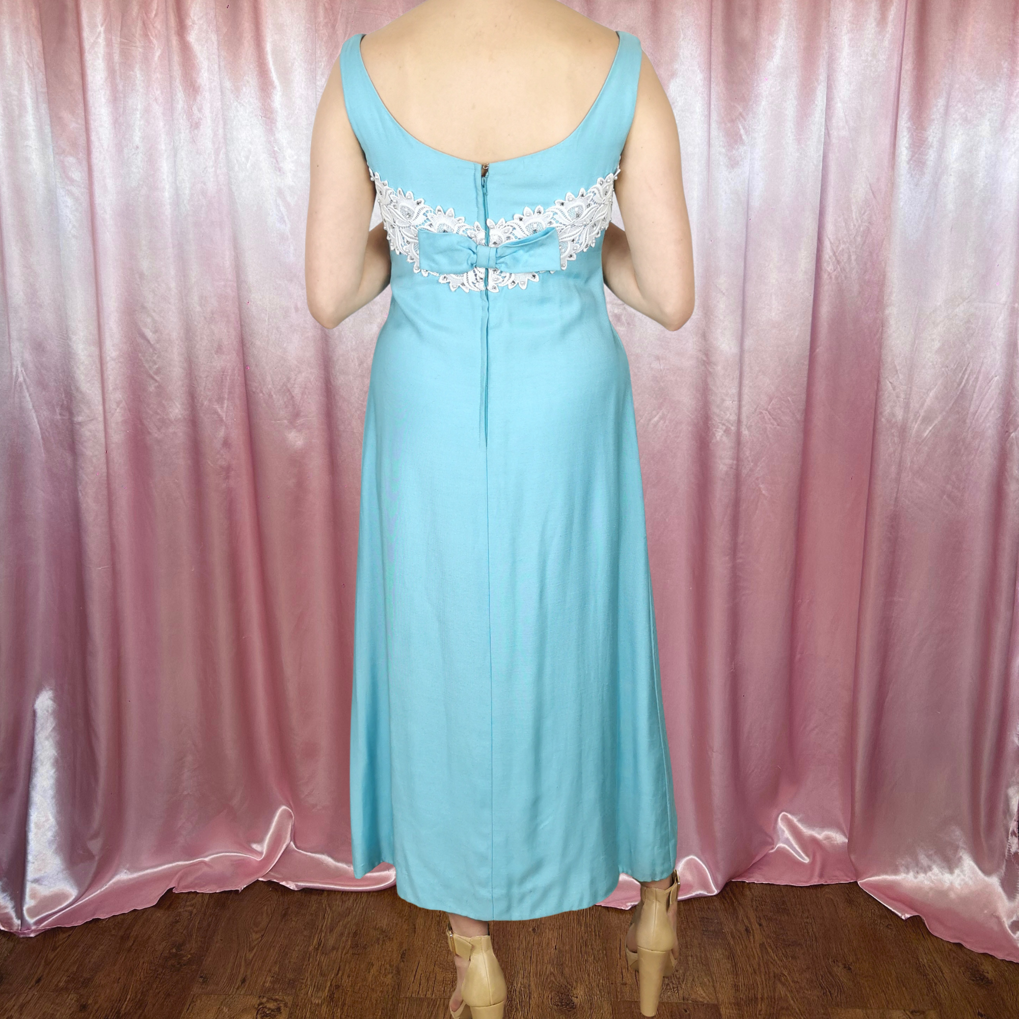 1960s Blue dress with appliqué, by California, size 8