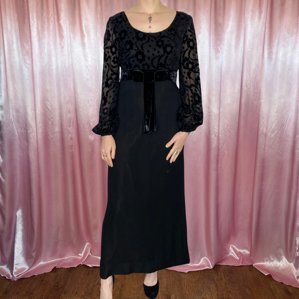 1960s Velvet devoré maxi dress, unbranded, size 8