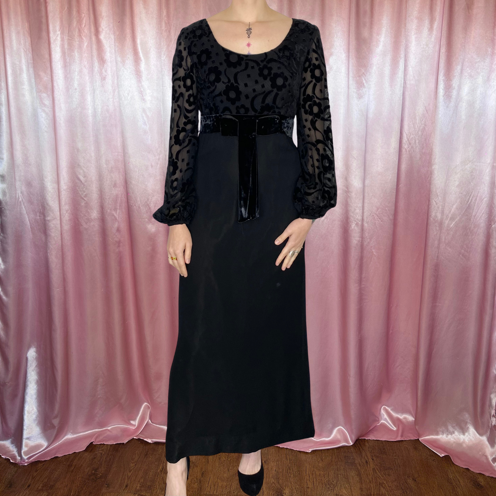 1960s Velvet devoré maxi dress, unbranded, size 8