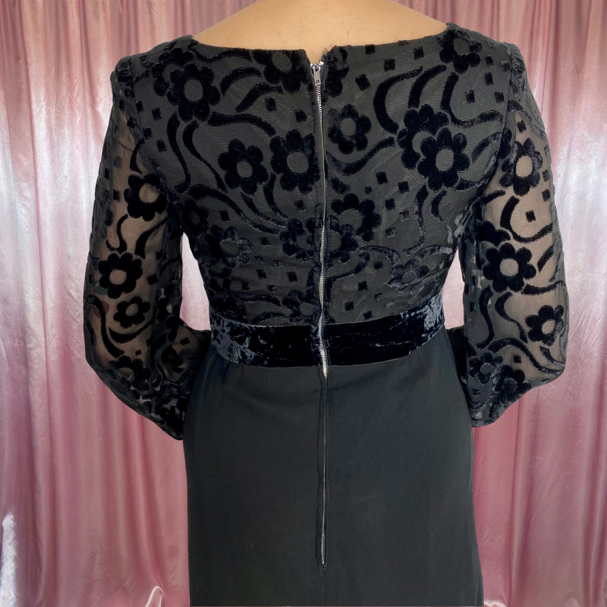 1960s Velvet devoré maxi dress, unbranded, size 8