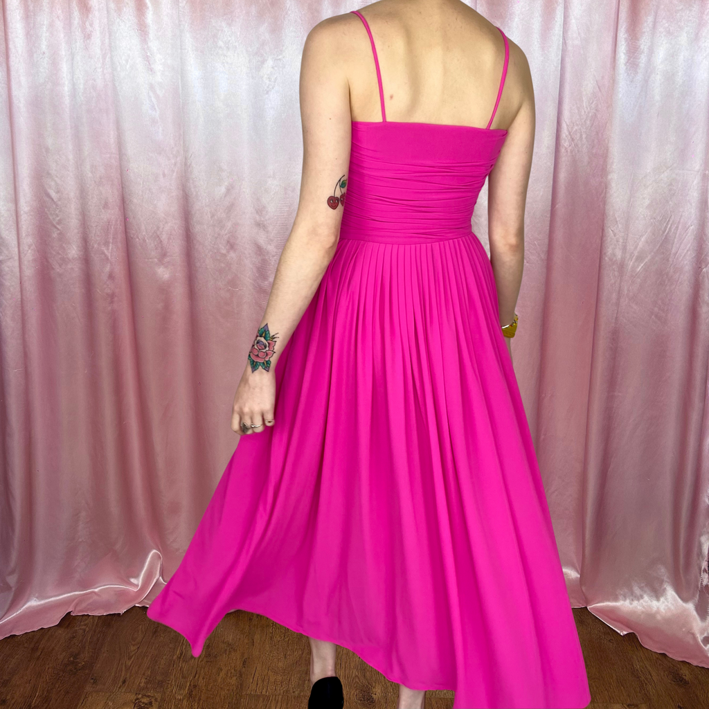 1980s Hot pink draped dress, by Gottex, size 8