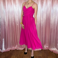 1980s Hot pink draped dress, by Gottex, size 8
