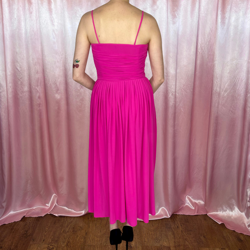1980s Hot pink draped dress, by Gottex, size 8