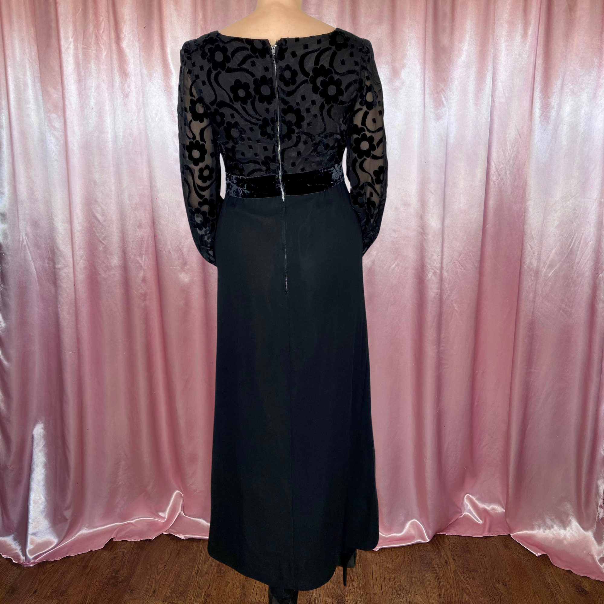 1960s Velvet devoré maxi dress, unbranded, size 8
