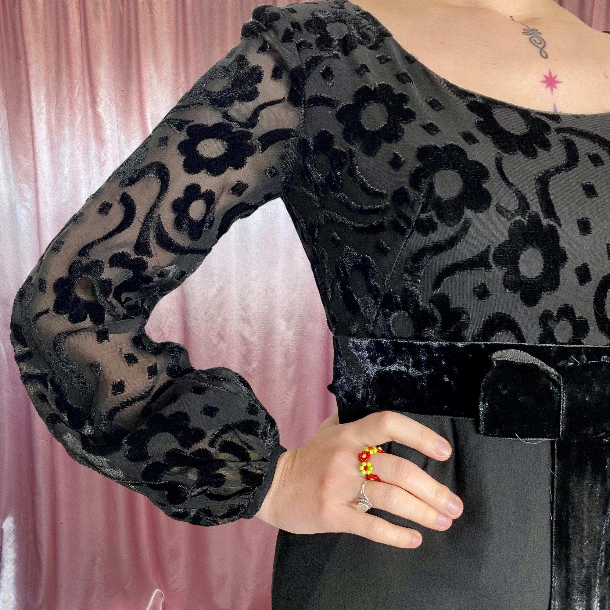 1960s Velvet devoré maxi dress, unbranded, size 8