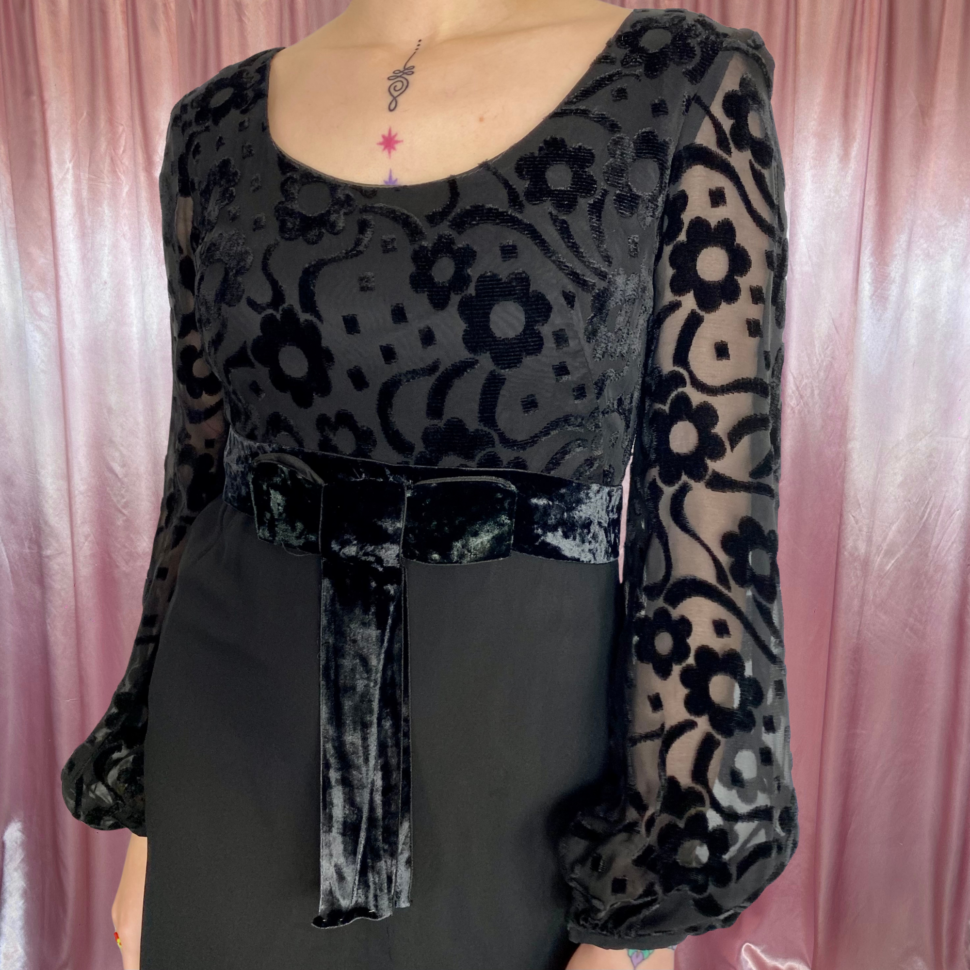 1960s Velvet devoré maxi dress, unbranded, size 8