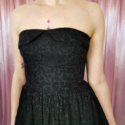 1980s Flocked sparkly prom dress, by Top notch, size 6