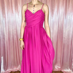 1980s Hot pink draped dress, by Gottex, size 8