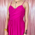 1980s Hot pink draped dress, by Gottex, size 8