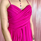 1980s Hot pink draped dress, by Gottex, size 8
