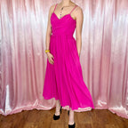 1980s Hot pink draped dress, by Gottex, size 8