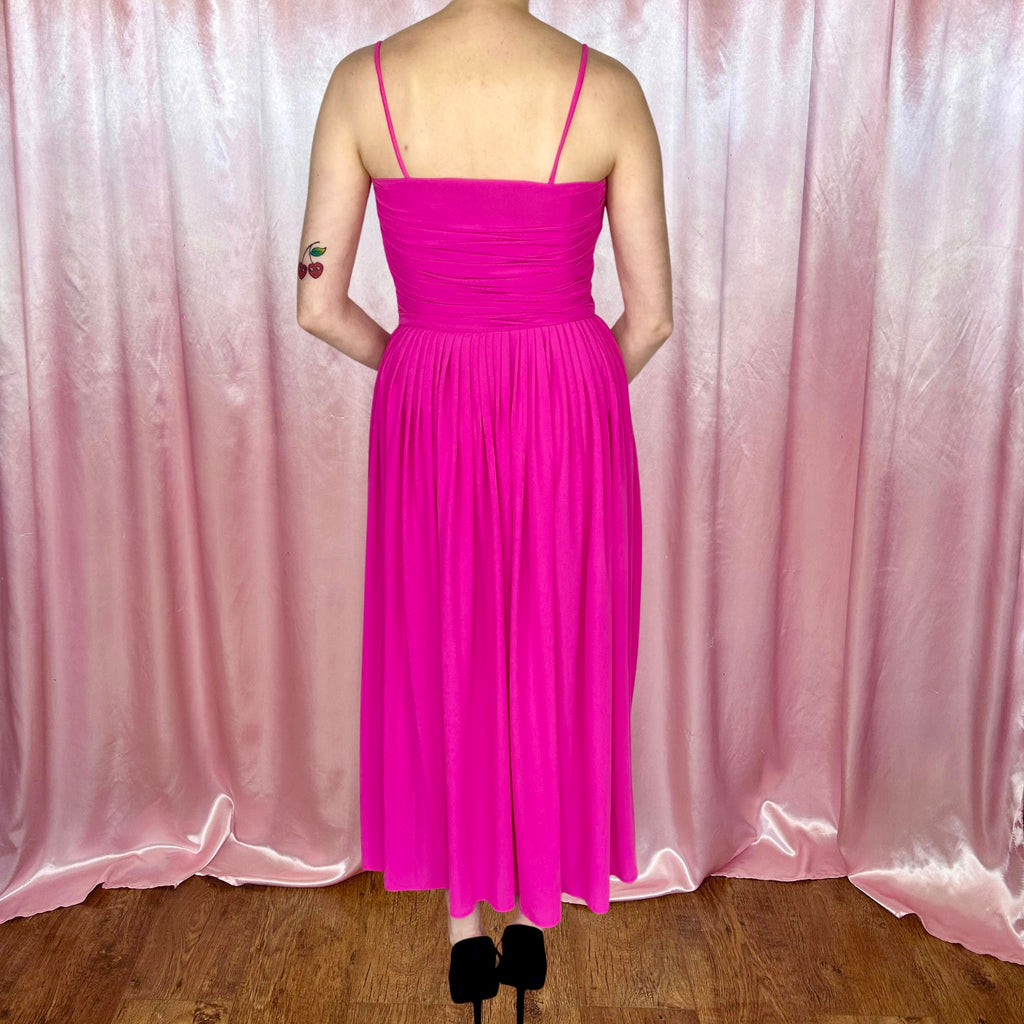 1980s Hot pink draped dress, by Gottex, size 8