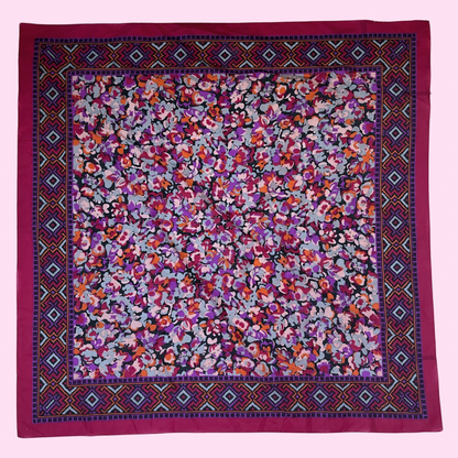 1980s Wine coloured floral scarf