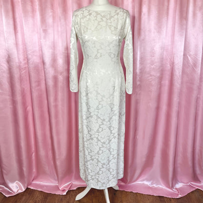 1950s Jacquard wedding dress, Handmade, size 10